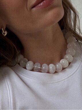 Bold White Bead Chunky Necklace NWOT